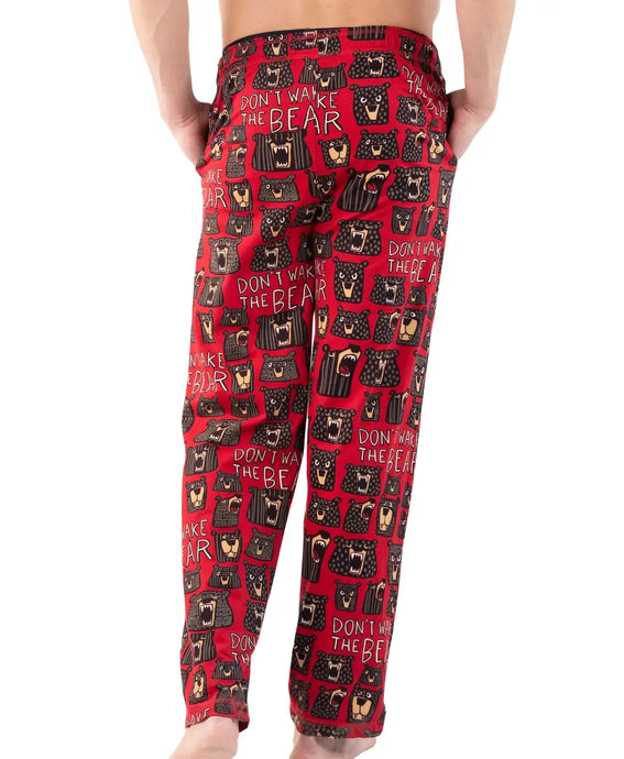 'Lazy One' Men's Don't Wake The Bear PJ Pants - Red