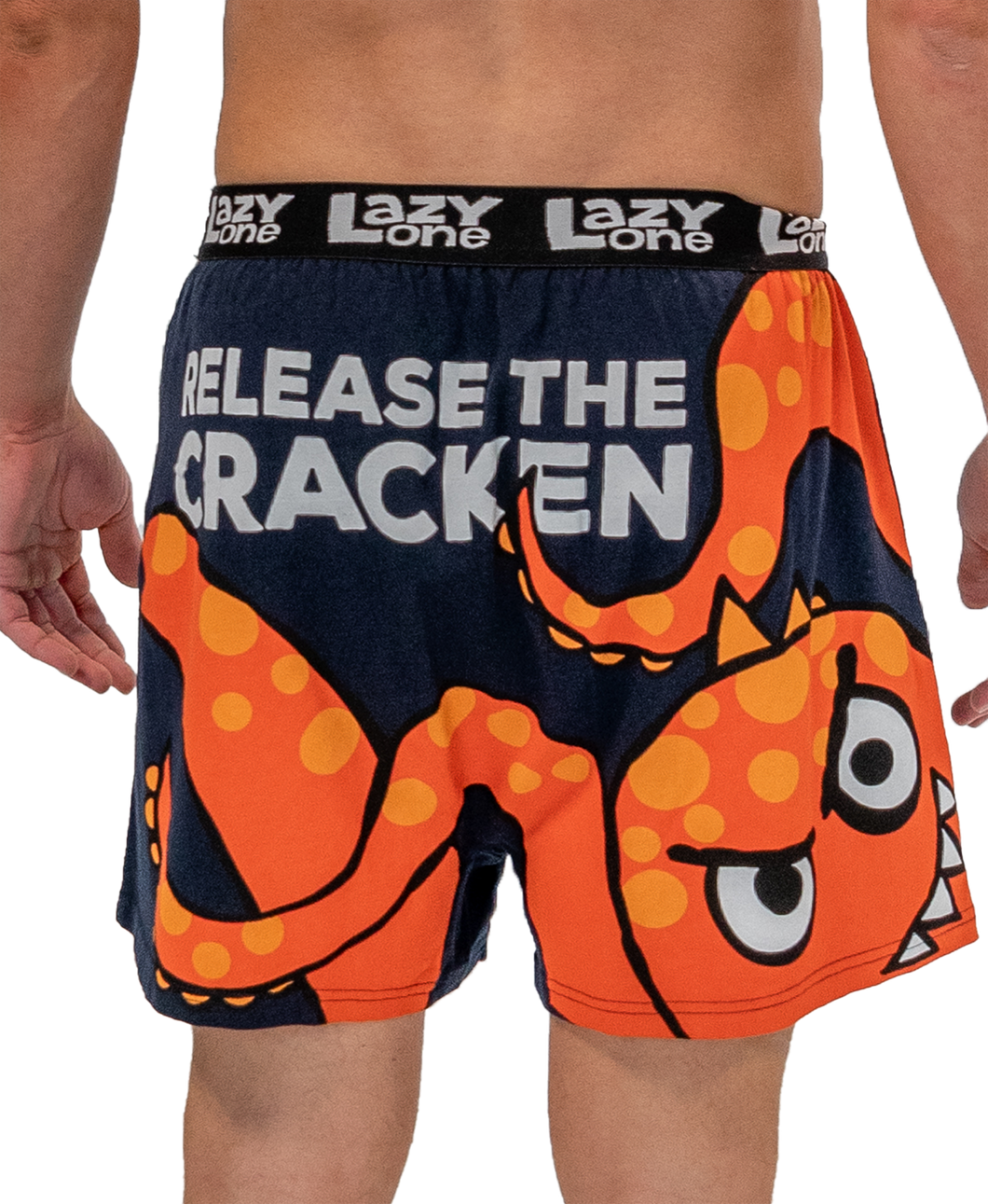 'Lazy One' Men's Release The Cracken Boxer - Navy / Orange