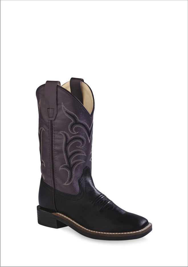 'Old West' Child's Western Square Toe - Black / Grey