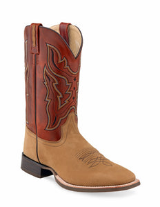 'Old West' Men's 9" Western Square Toe - Tan / Red