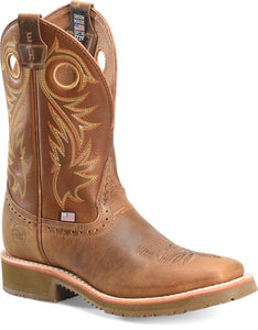 'Double H' Men's 11" Andrew EH Western Wide Square Toe Roper - Tan