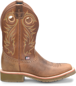 'Double H' Men's 11" Andrew EH Western Wide Square Toe Roper - Tan