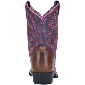 'Dan Post' Kids' Majesty Leather Boot - Brown / Purple (Sizes 8.5C-3Y)