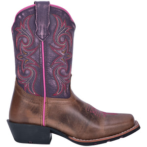 'Dan Post' Youth Majesty Leather Boot - Brown / Purple