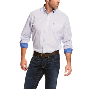 'Ariat' Men's Lucky Classic Fit Button Front – White / Blue