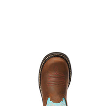 'Ariat' Youth 6" Cowpoke Fatbaby Western - Dark Brown / Turquoise
