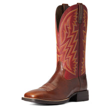 'Ariat' Men's Dynamic Western Square Toe - Crest Brown / Macaw Red