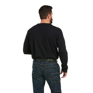 'Ariat' Men's Rebar Workman Logo T-Shirt - Black / Lime