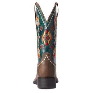'Ariat' Women's Round Up Square Toe - Tan / Deep Teal