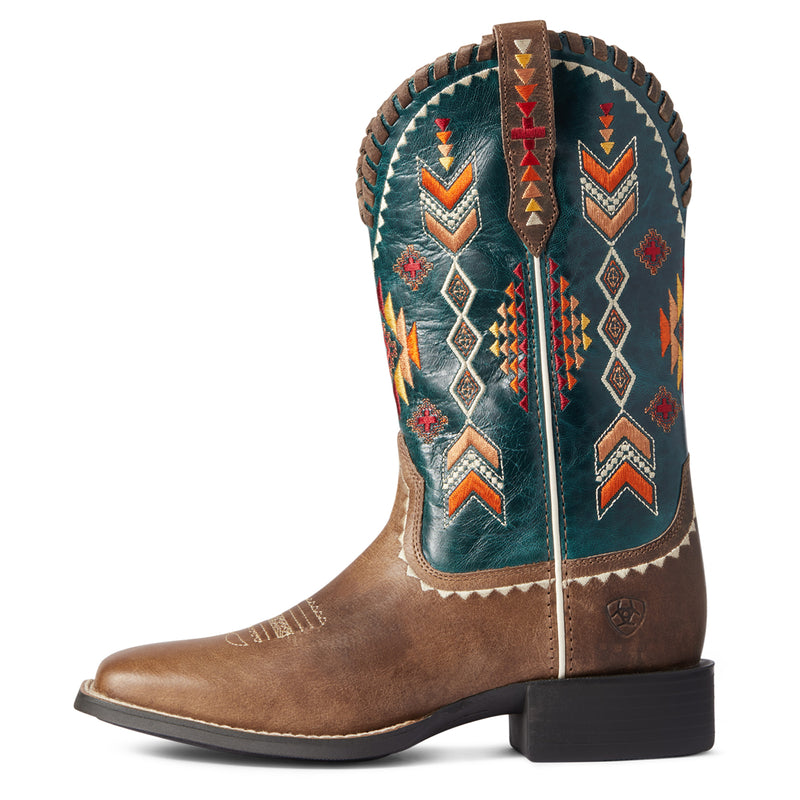 'Ariat' Women's Round Up Square Toe - Tan / Deep Teal