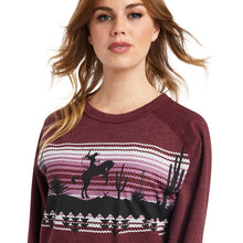 'Ariat' Women's Desert Ride Crewneck Sweatshirt - Maroon Banner