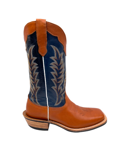 'Fenoglio Boots' Men's 13" Boomer Western Square Toe - Russet / Blue