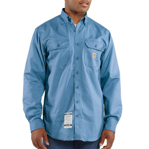 'Carhartt' Men's Flame Resistant Long Sleeve Twill Pocket Shirt - Medium Blue