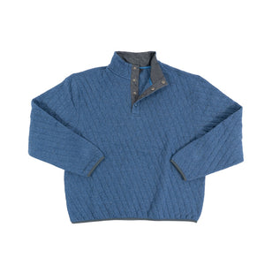 'F/X Fusion' Men's Quilted Snap Mock Pullover - Indigo Heather