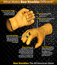 'Bear Knuckles' Double Wedge™ Fleece-Lined Water Resistant Cowhide Driver Glove - Yellow
