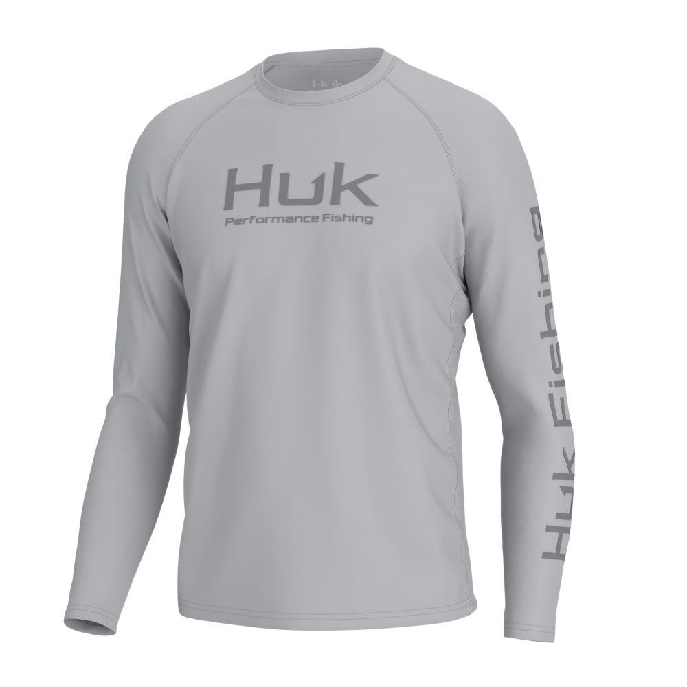 'Huk' Men's Pursuit Vented Crew Neck - Harbor Mist