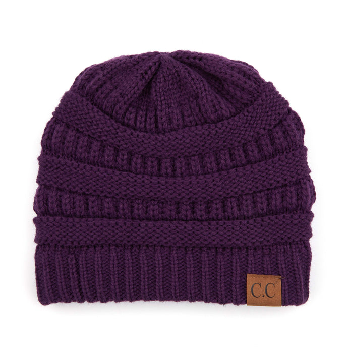 'C.C®' Solid Knit Beanie - Dark Purple