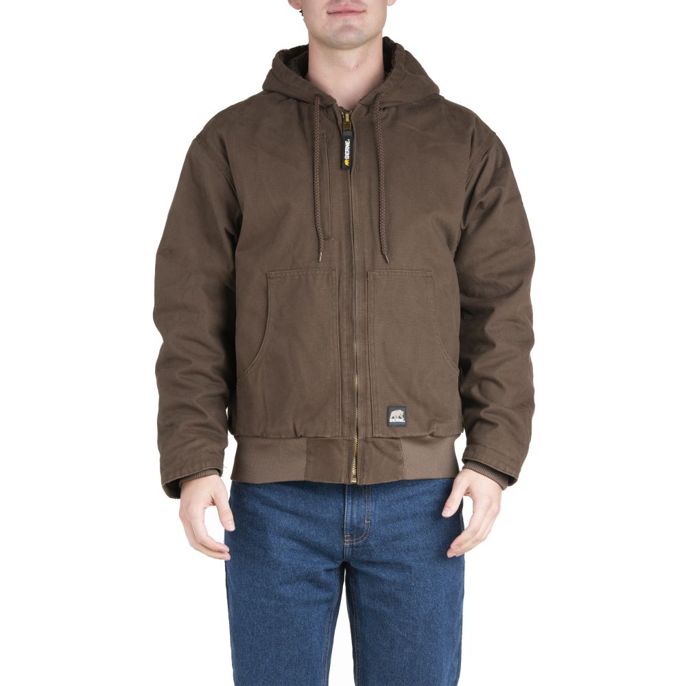 'Berne' Men's Flex180 Washed Hooded Jacket - Bark