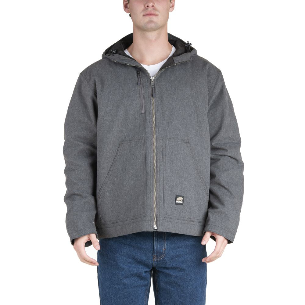 'Berne' Men's Heathered Modern Hooded Jacket - Titanium
