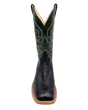 'Anderson Bean' Men's 13" HorsePower Top Hand Full Quill Ostrich Boot - Black / Emerald Explosion