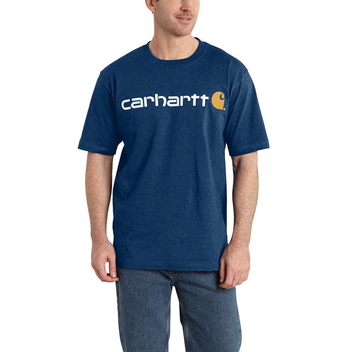 'Carhartt' Men's Heavyweight Logo T-Shirt - Dark Cobalt Blue Heather