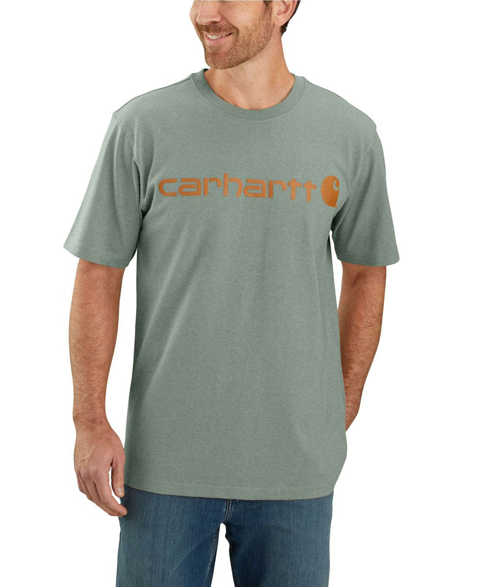 'Carhartt' Men's Heavyweight Logo T-Shirt - Leaf Green Snow Heather
