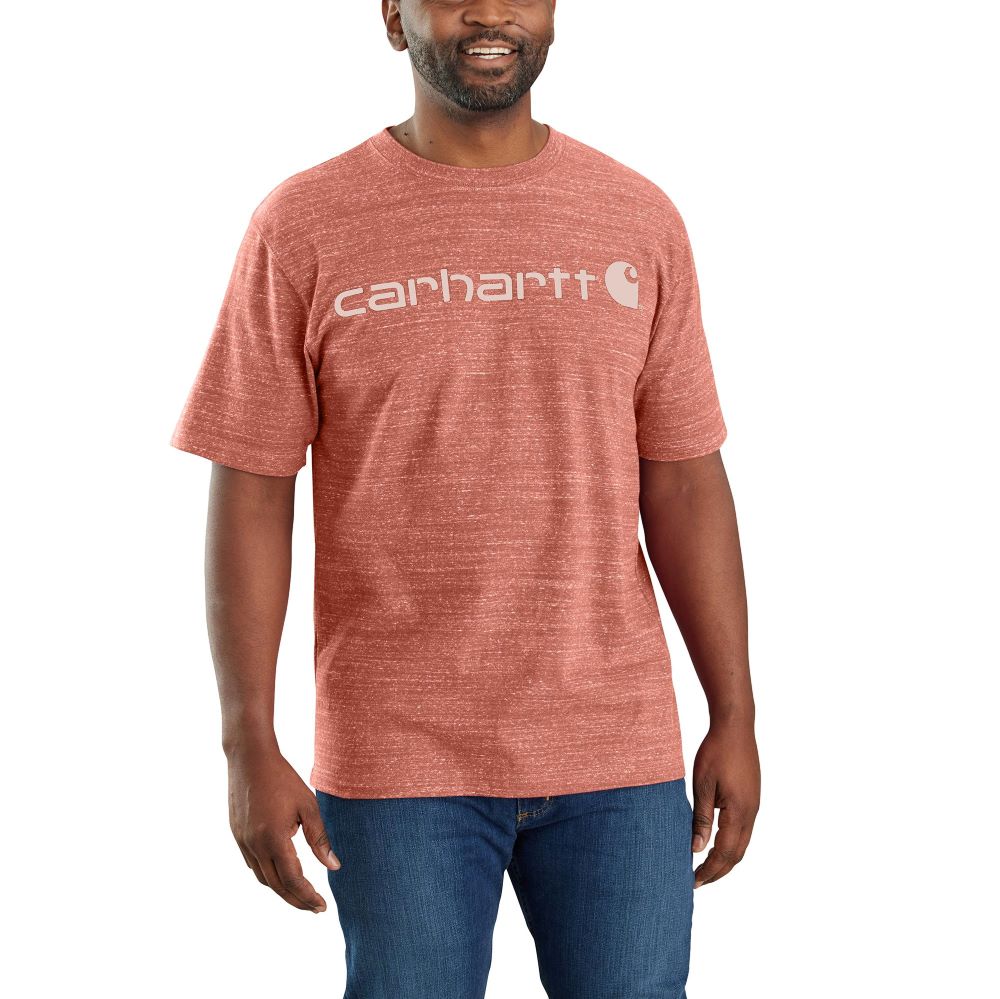 'Carhartt' Men's Heavyweight Logo T-Shirt - Terracotta Snow Heather