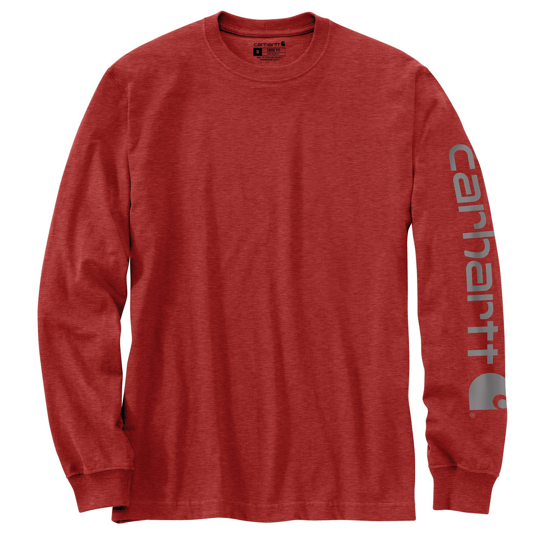 'Carhartt' Men's Heavyweight Sleeve Logo T-Shirt - Chili Pepper Heather
