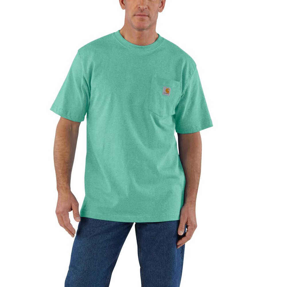 'Carhartt' Men's Loose Fit Heavyweight Pocket T-Shirt - Sea Green Heather