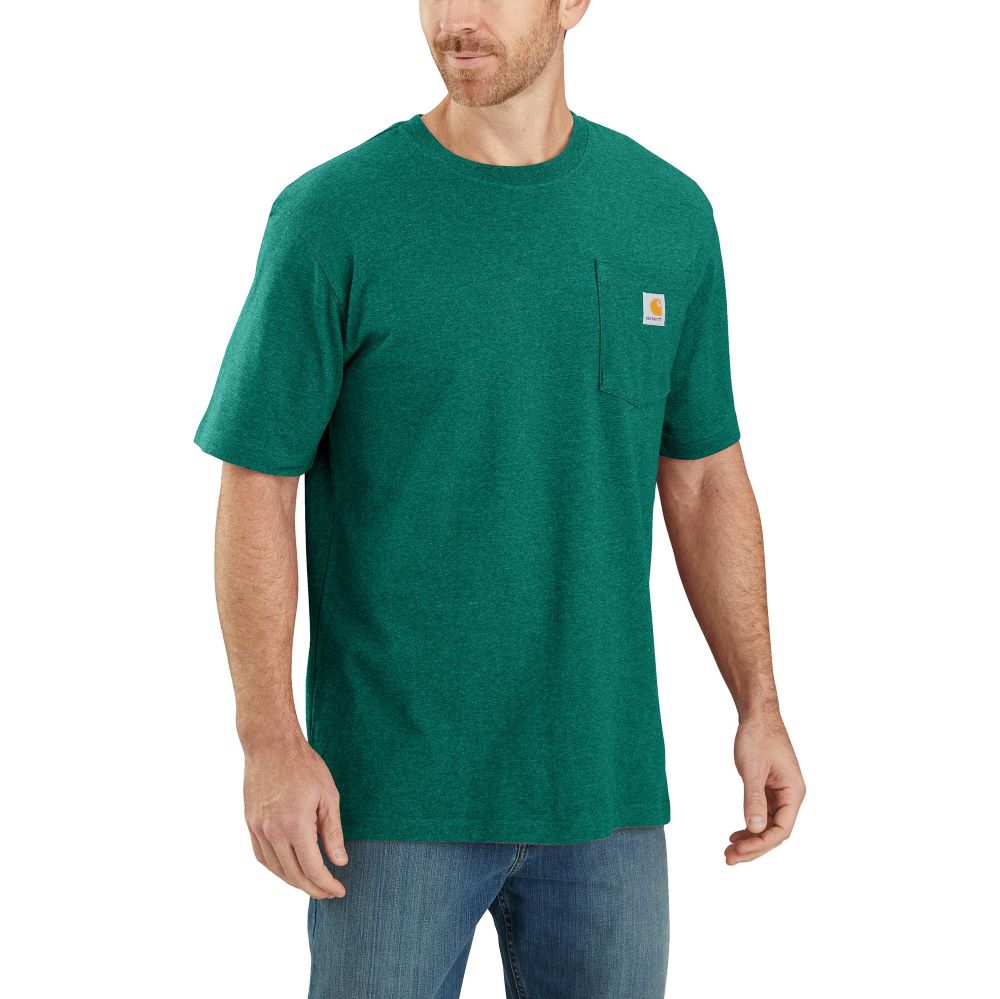 'Carhartt' Men's Loose Fit Heavyweight Pocket T-Shirt - Cadmium Green Heather