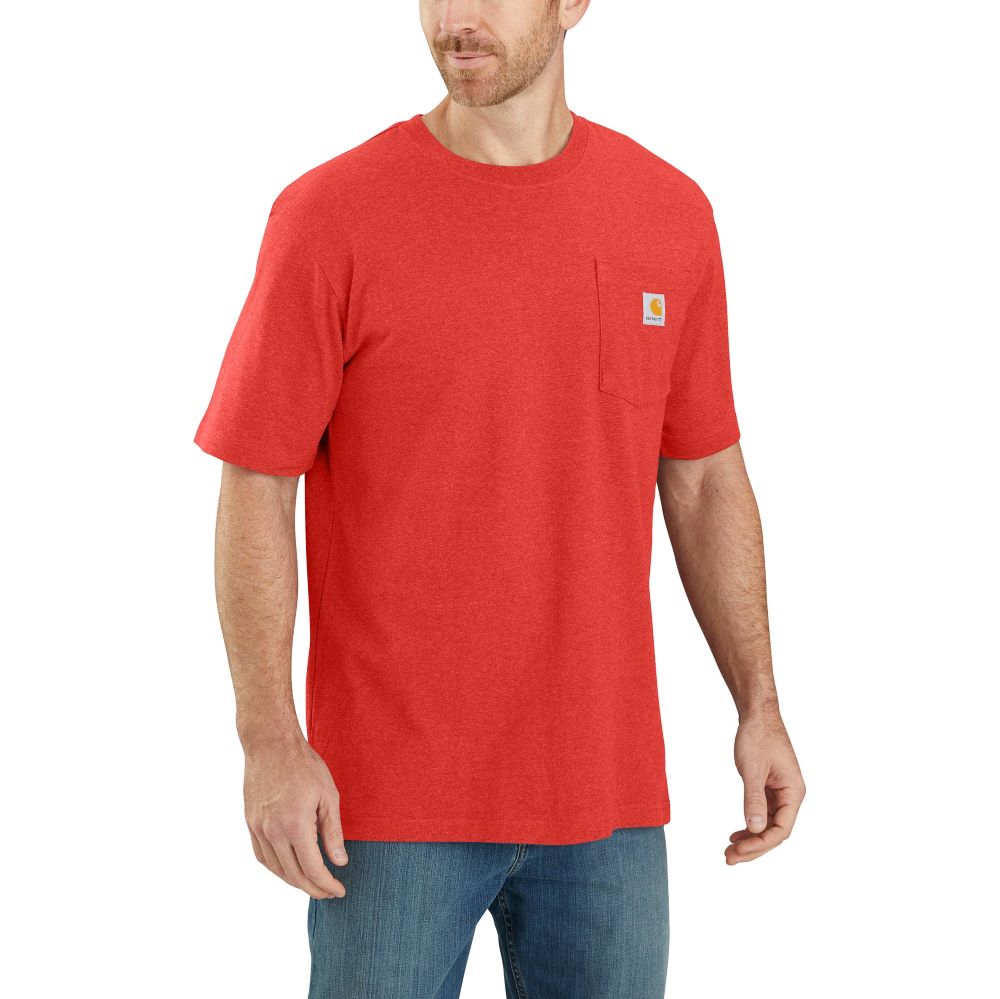 'Carhartt' Men's Loose Fit Heavyweight Pocket T-Shirt - Fire Red Heather
