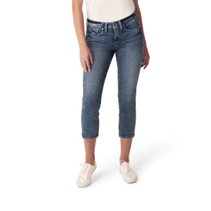 Silver Jeans\' Women\'s Capri – Suki Indigo - Mid Dark Outfitter Straight Rise Trav\'s