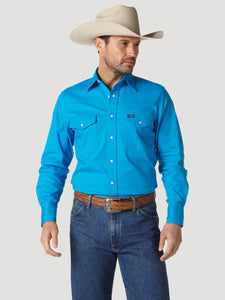 'Wrangler' Men's Advanced Comfort Cowboy Cut Snap Front - Blue