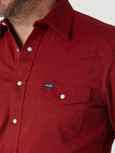 'Wrangler' Men's Advanced Comfort Cowboy Cut Snap Front - Red