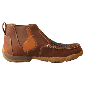 'Twisted X' Men's 4" Chelsea Basket Weave Driving Moc - Oiled Saddle