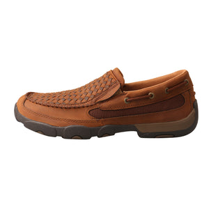 'Twisted X' Men's Driving Moc Slip On - Oiled Saddle / Brown
