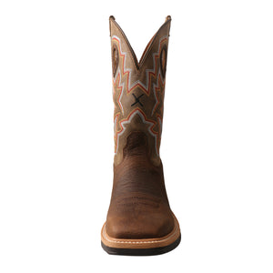 'Twisted X' Men's 12" Lite Western Work Alloy Toe - Tan / Taupe / Brown