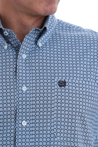 'Cinch' Men's Western Dot Print Button Down - Blue / White