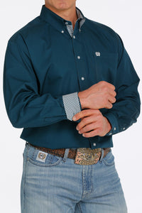 'Cinch' Men's Solid Long Sleeve Button Down - Teal