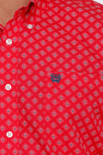 'Cinch' Men's Diamond Print Classic Fit Button Down - Red