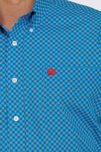'Cinch' Men's Geo Print Classic Fit Button Down - Blue