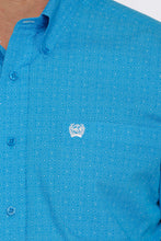 'Cinch' Men's Kaleidoscope Print Button Down - Blue / White