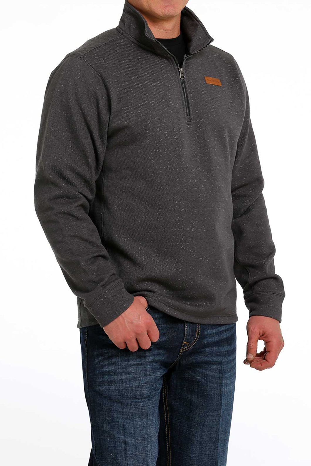 'Cinch' Men's 1/4 Zip Pullover Knit Sweater - Charcoal