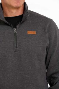 'Cinch' Men's 1/4 Zip Pullover Knit Sweater - Charcoal