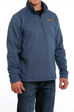 'Cinch' Men's 1/4 Zip Pullover Knit Sweater - Blue