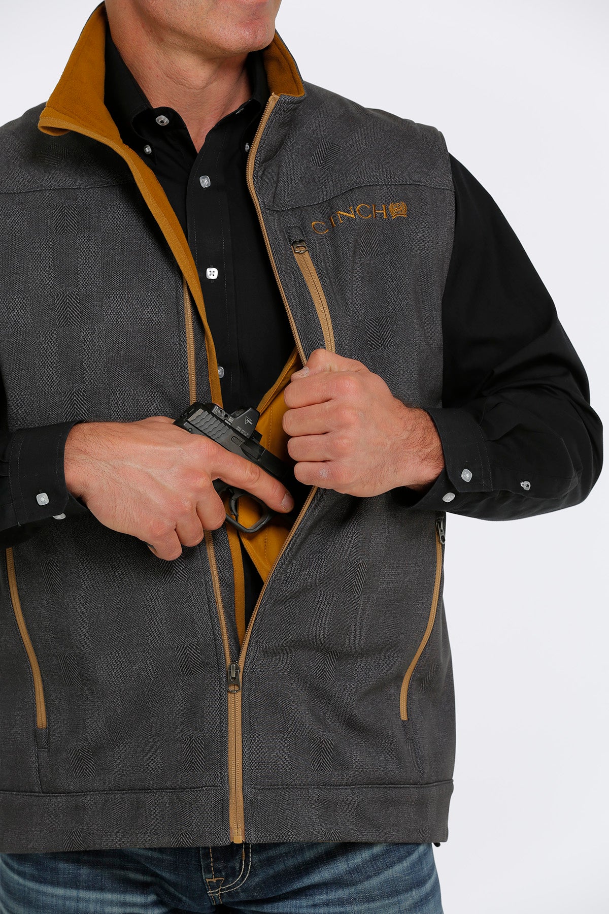'Cinch' Men's Concealed Carry Bonded Vest - Charcoal