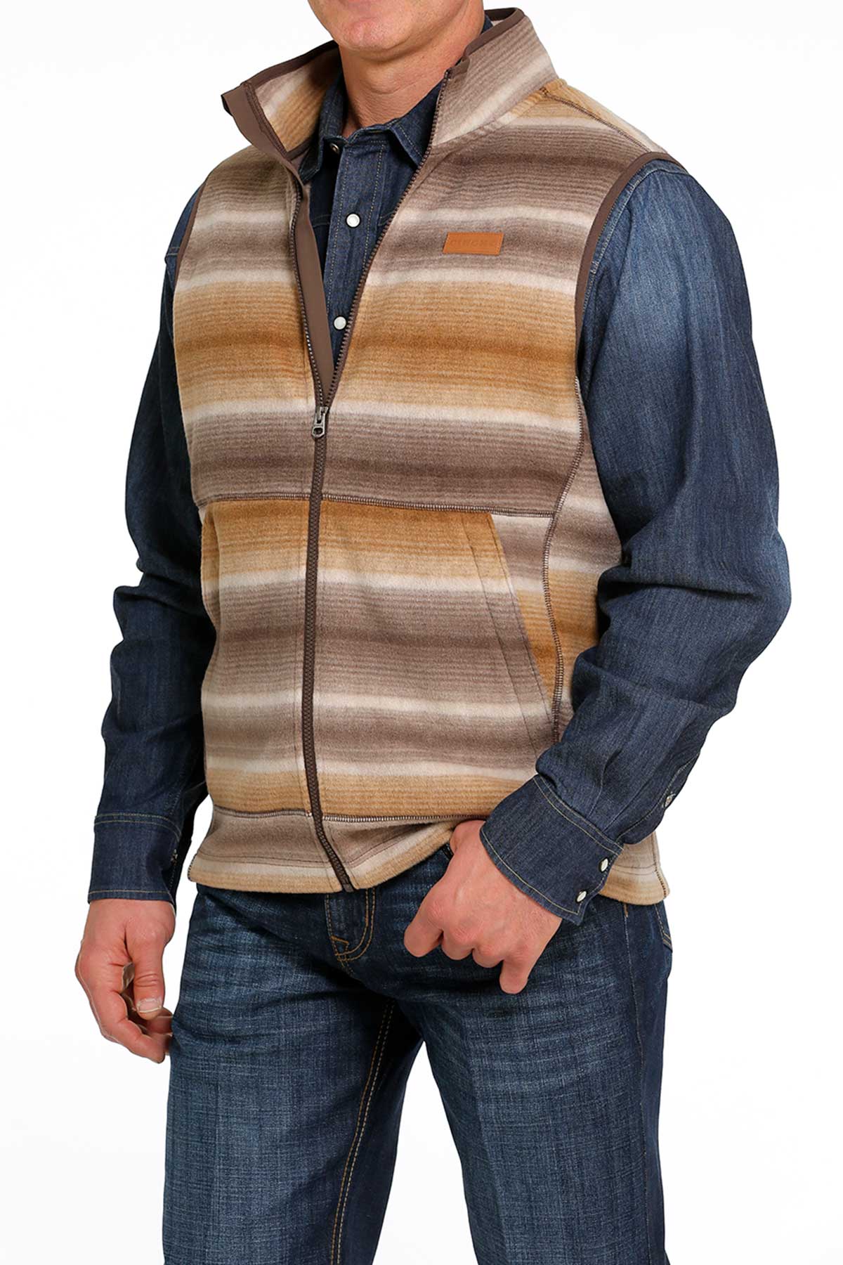 'Cinch' Men's Polar Fleece Vest - Brown