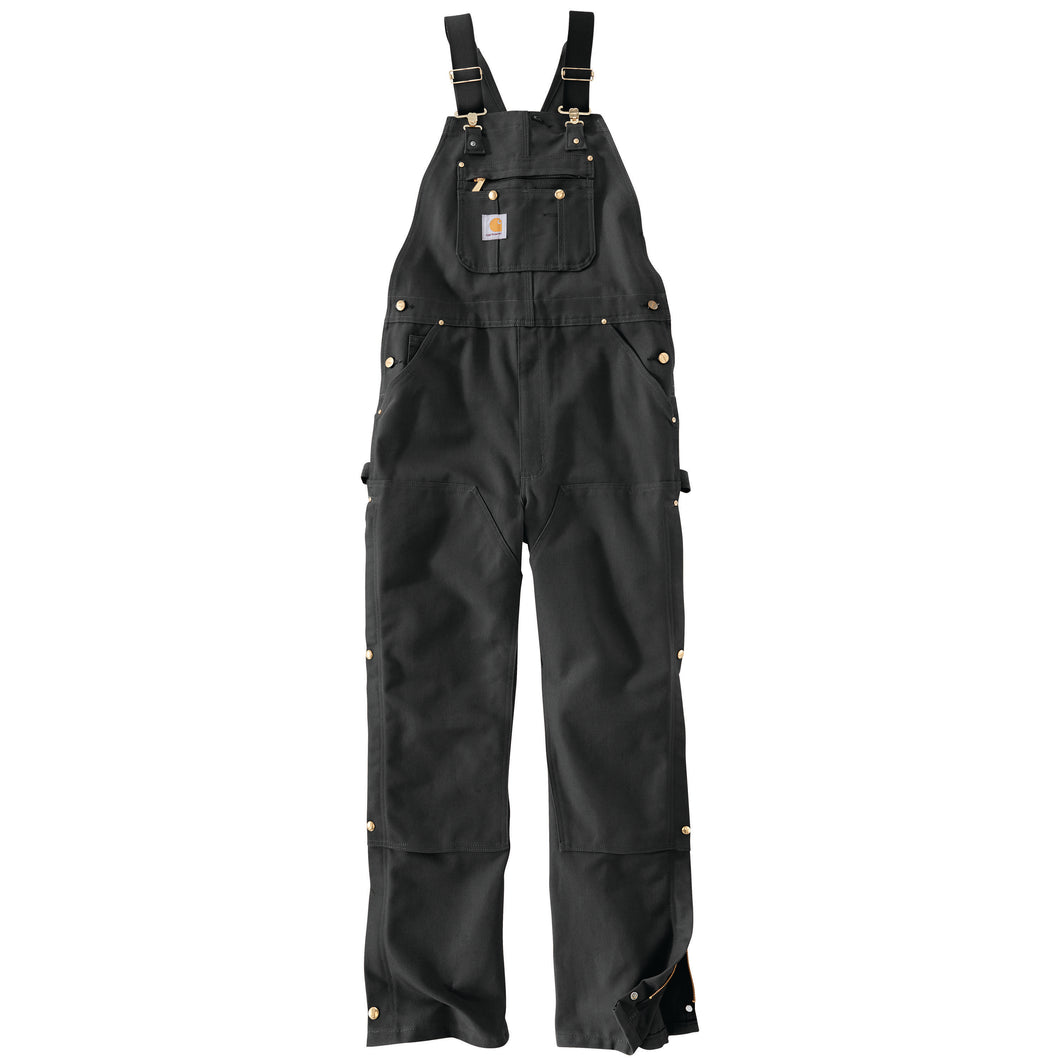 Carhartt' Men's Unlined Duck Zip To Thigh Bib Overall Black