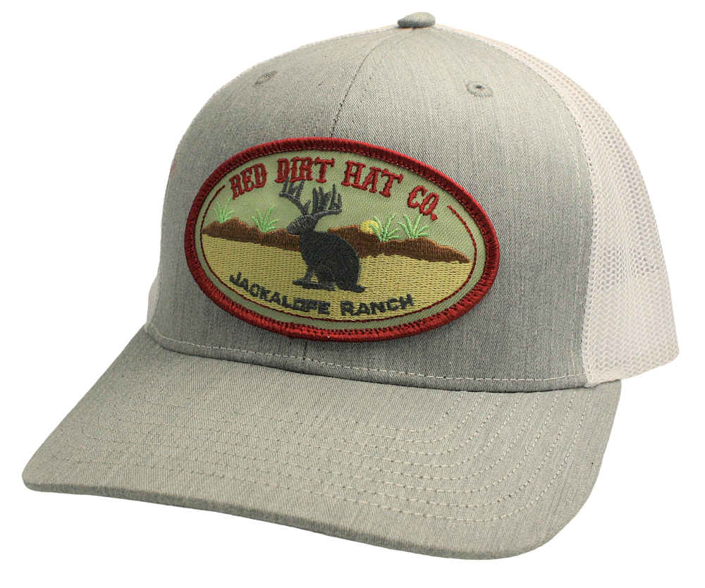 'Red Dirt Hat' Jackalope Ranch Patch Hat - Heather Grey / White