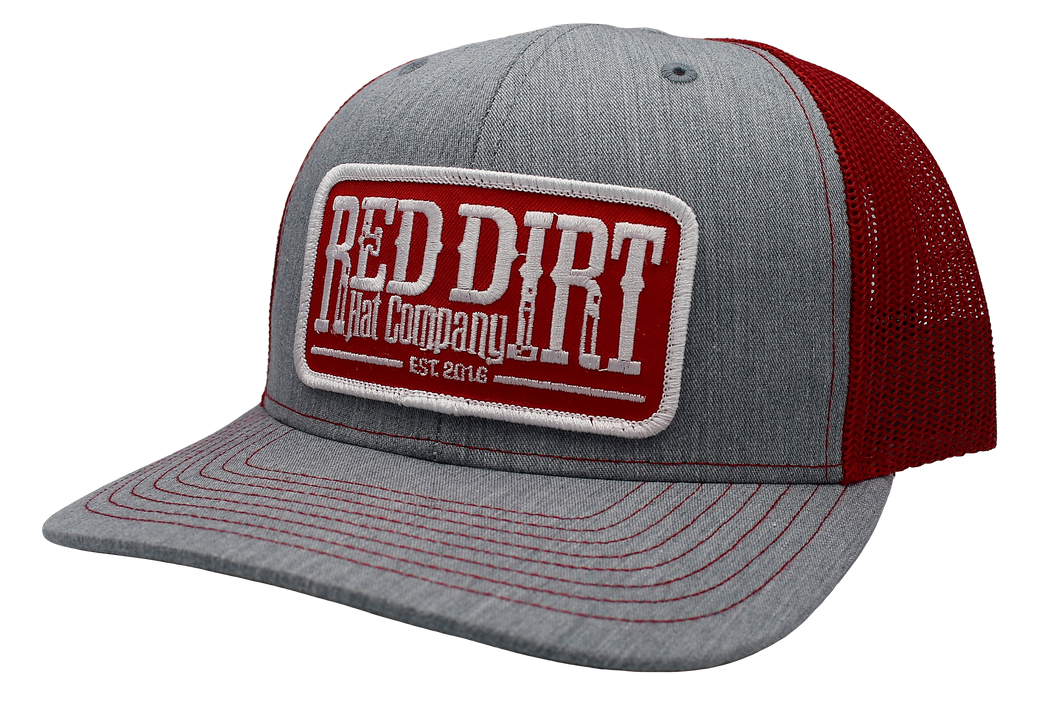 'Red Dirt Hat' Tag Patch Hat - Heather Grey / Red